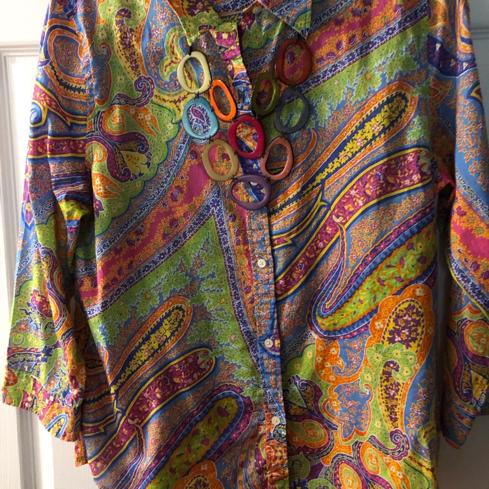 Ralph Lauren Multicolor Paisley Shirt size Large - Picture 8 of 8